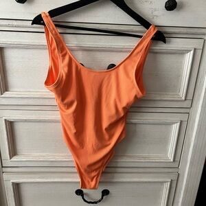 SHEIN Orange Ribbed Swim Bandeau